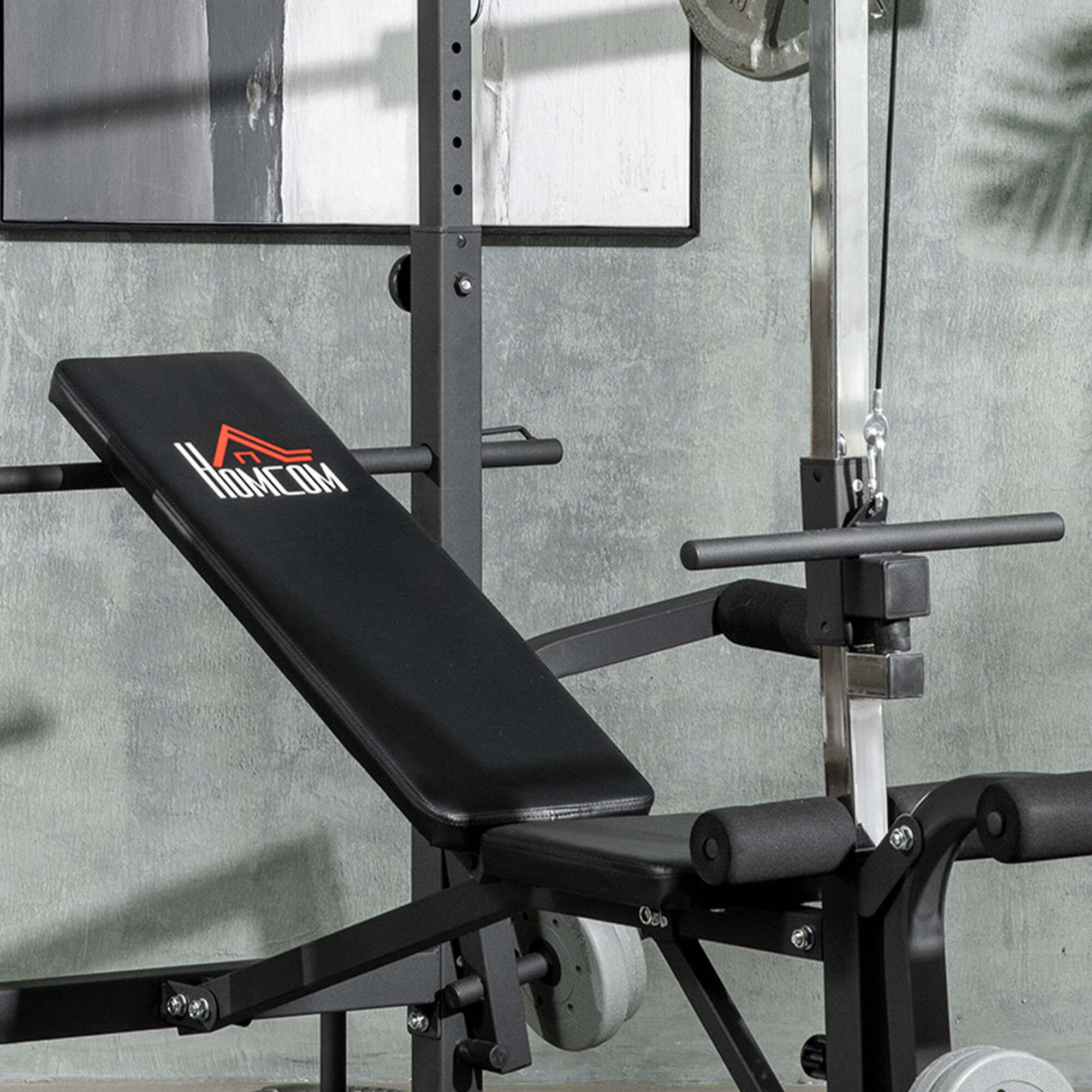 Banco de Musculación HOMCOM 180x134x200 cm Plata y Negro 5/7