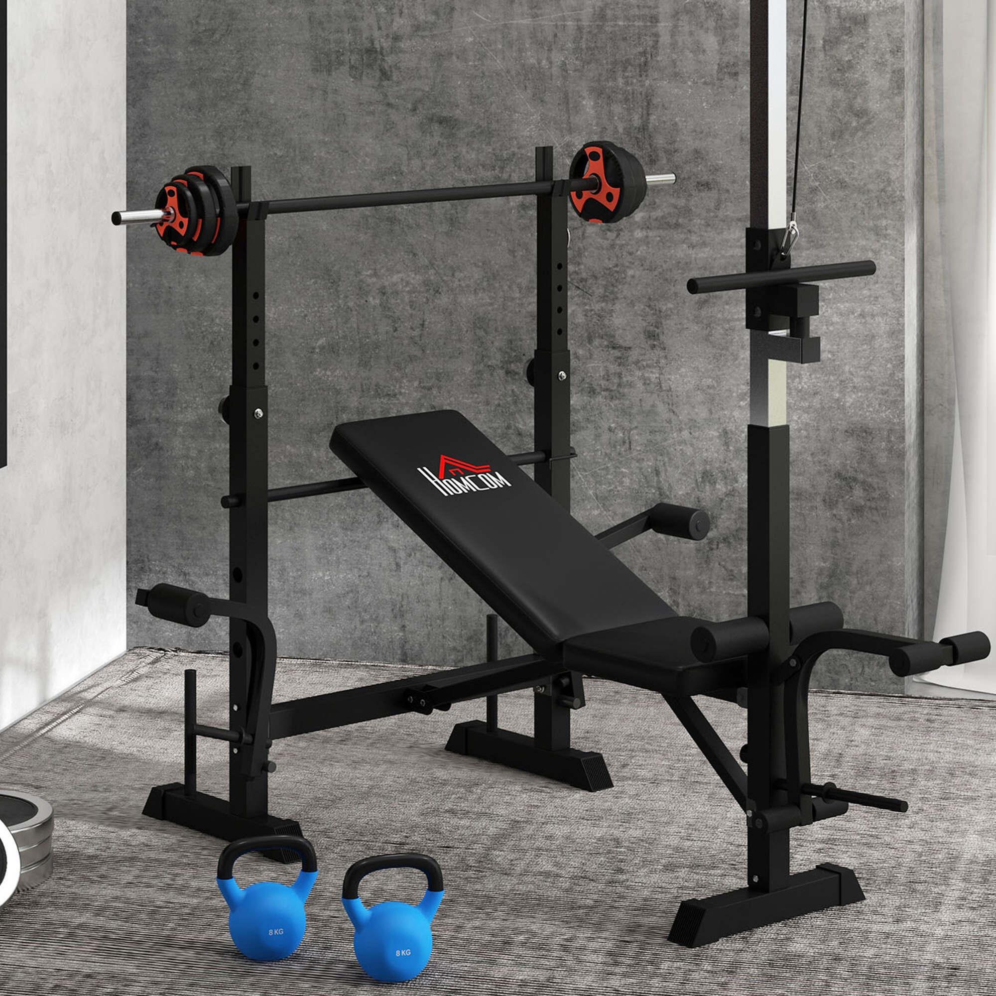 Banco de Musculación HOMCOM 180x134x200 cm Plata y Negro 4/7