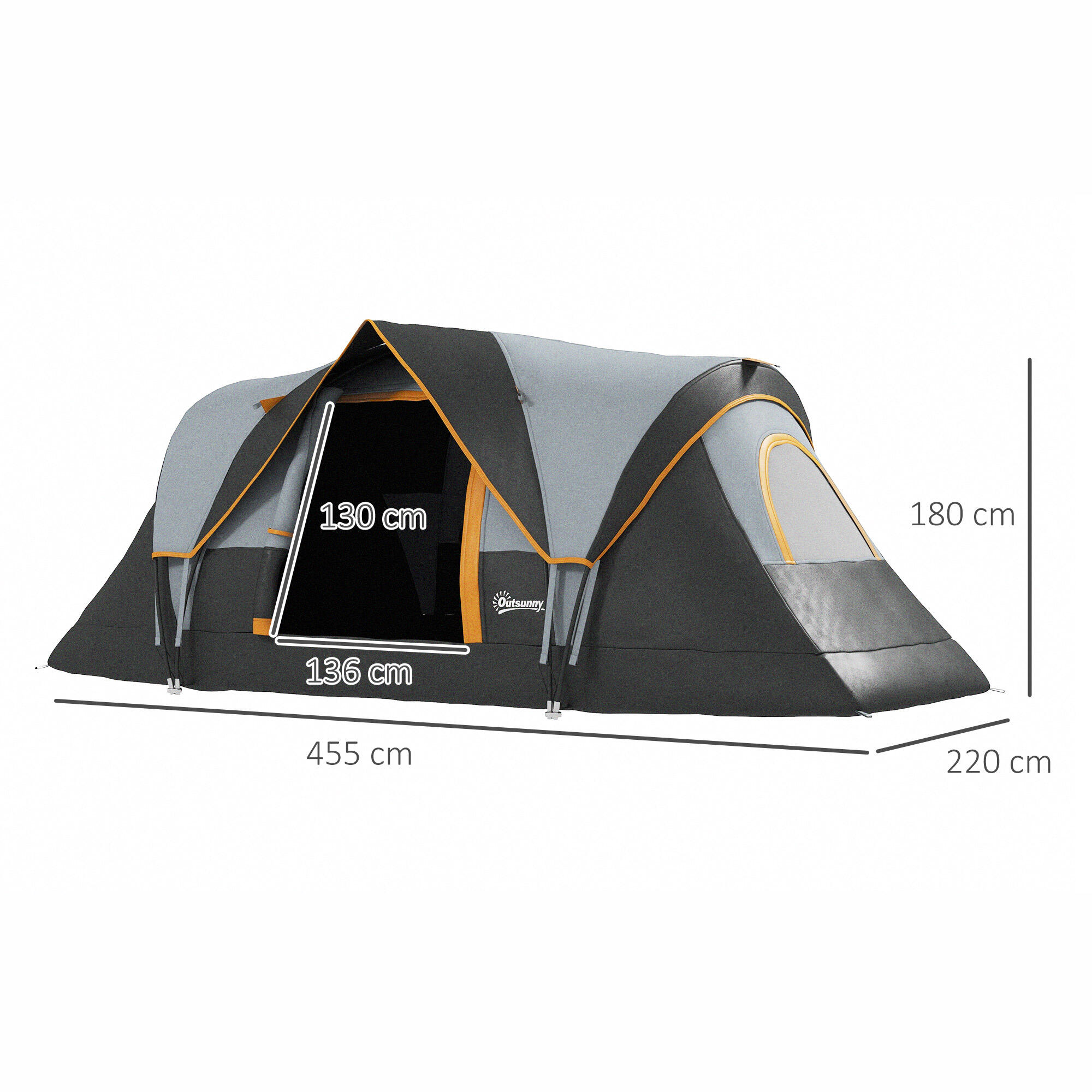 Tienda de Campaña Outsunny 455x220x180 cm Gris 3/7