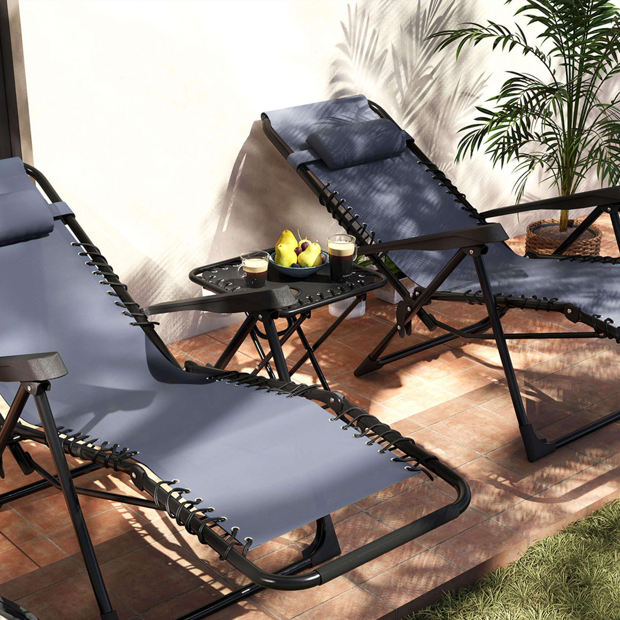Conjunto de Tumbonas Outsunny 90x65x110 cm Gris 4/8