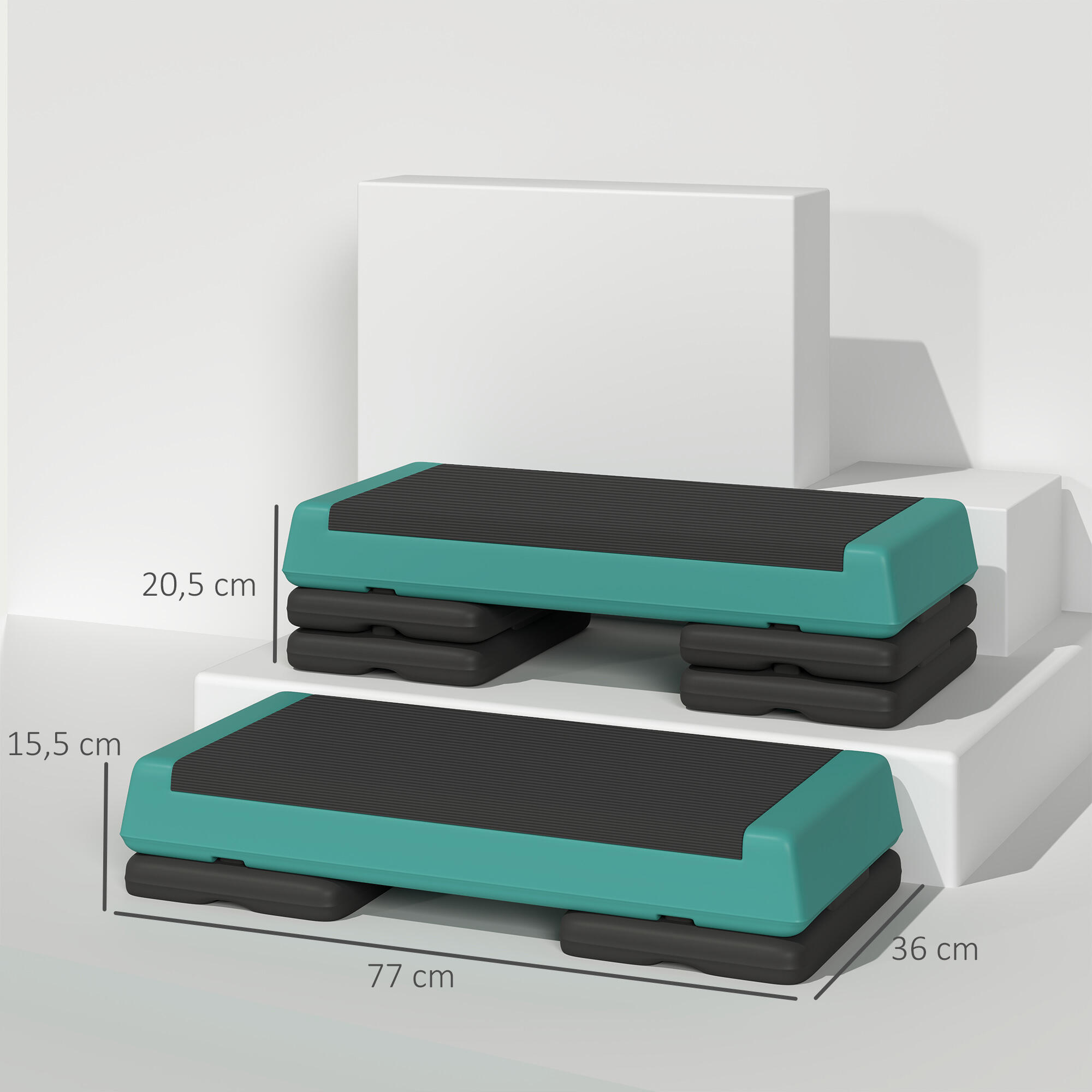 Step fitness 77x36x10,5/15,5/20,5 cm verde e preto SPORTNOW 3/5