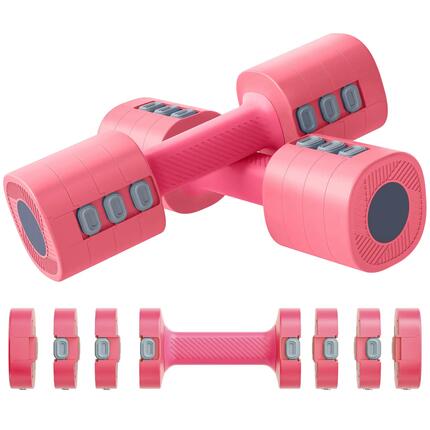 Haltères - Fitness - Unisexe - Réglables, anti-roulement - Rouge