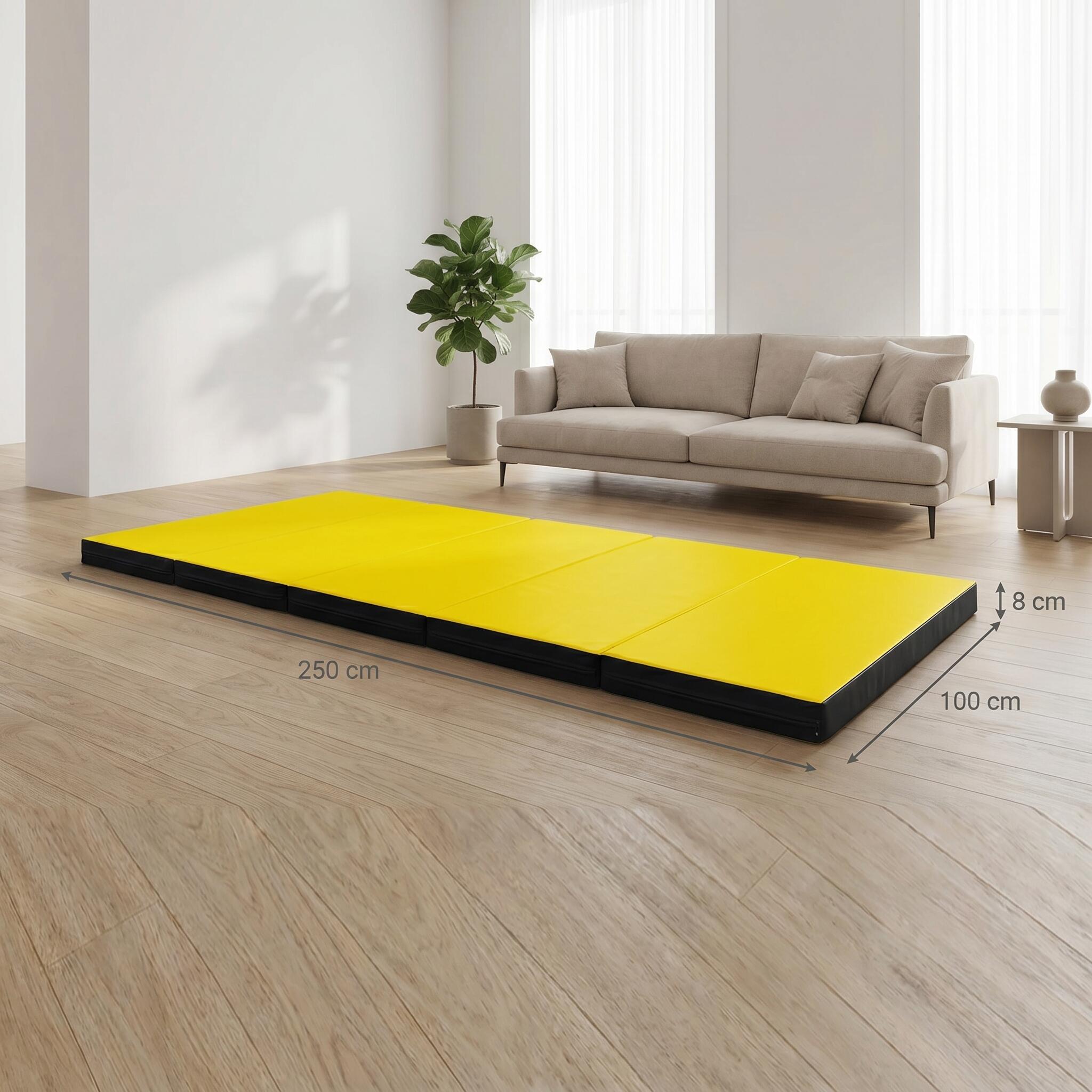 Tapis de gymnastique 250 x 100 x 8 cm, jaune/noir, pliable, Jeflex. 7/7
