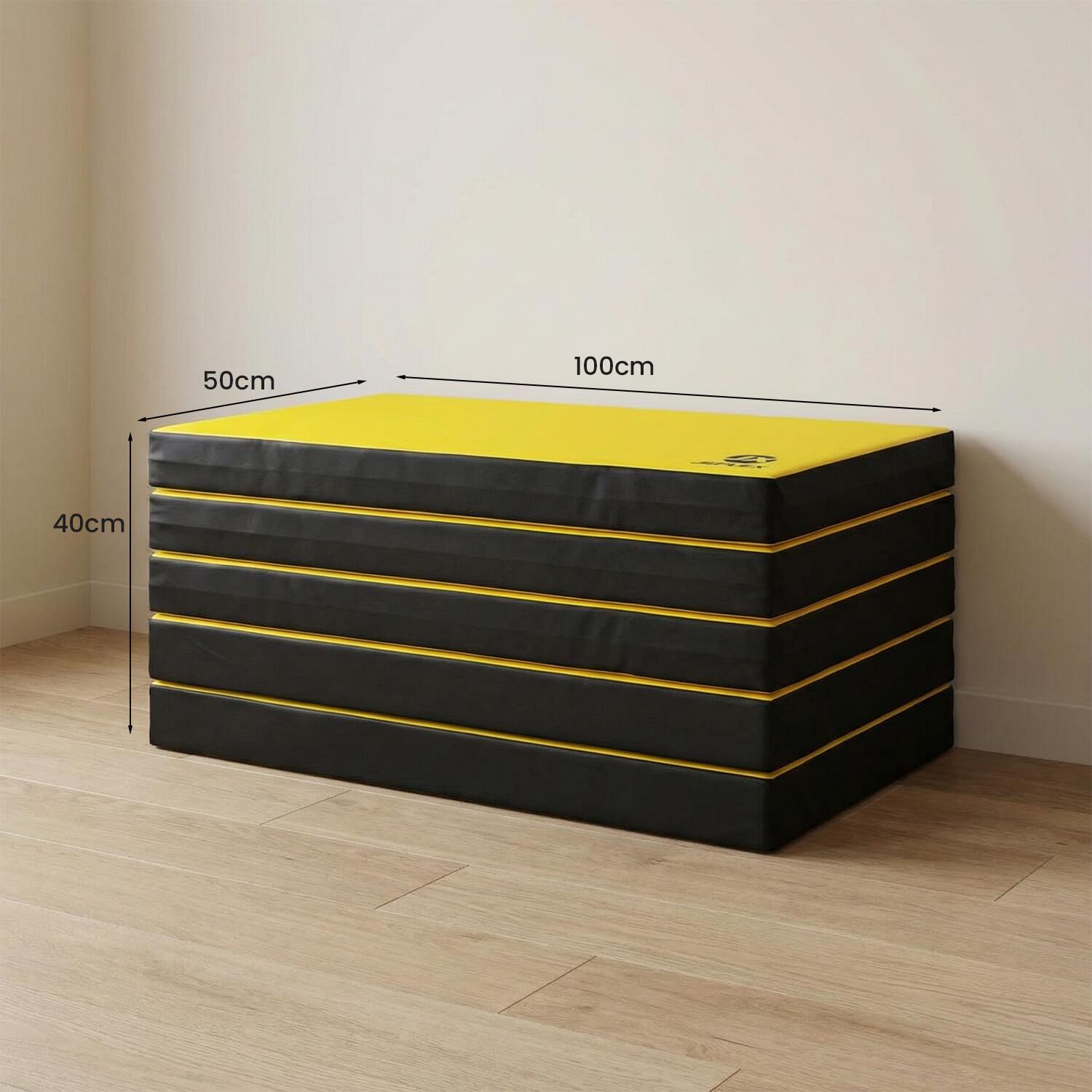 Tapis de gymnastique 250 x 100 x 8 cm, jaune/noir, pliable, Jeflex. 6/7