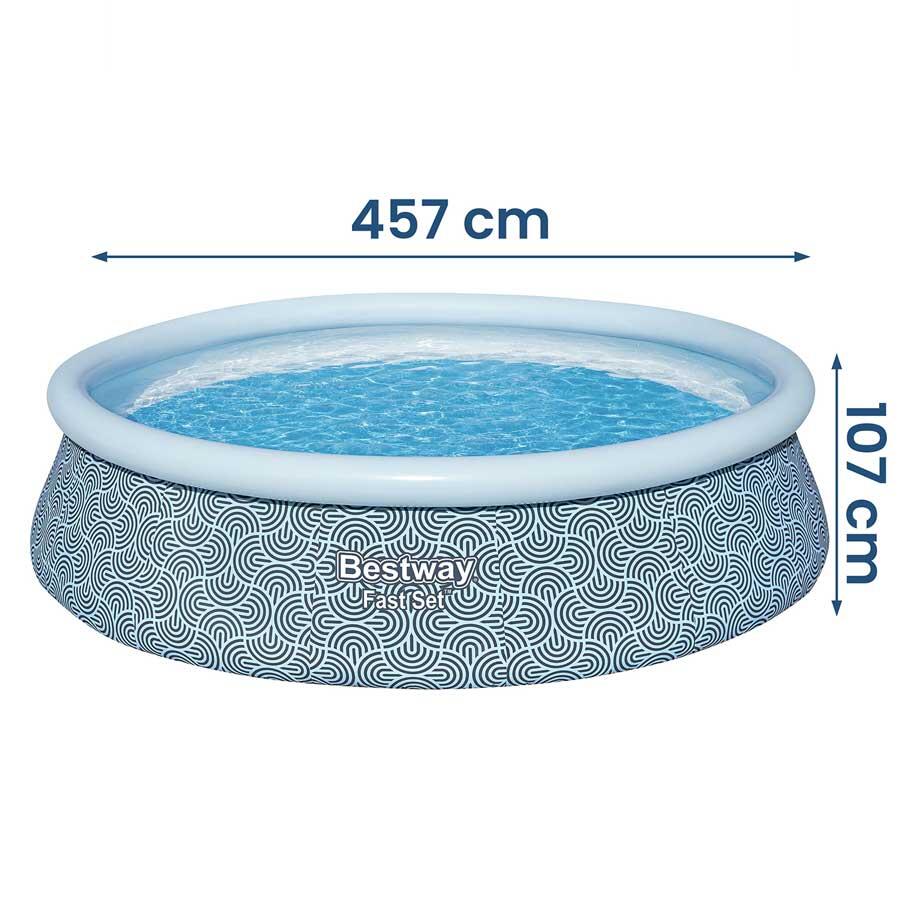 Basen ogrodowy rozporowy Bestway rodzinny dla dzieci 457x107 cm pompa 11w1 7/7