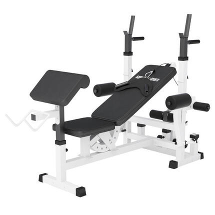 BANC UNIVERSEL AVEC SUPPORTS D'HALTÈRES | MUSCULATION | COLORIS NOIR OU BLANC