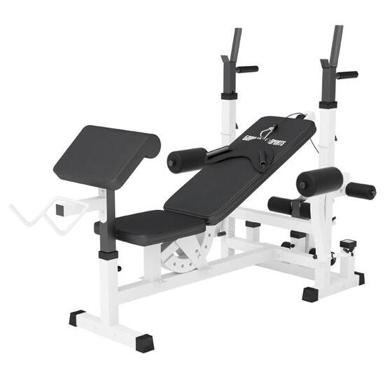 BANC UNIVERSEL AVEC SUPPORTS D'HALTÈRES | MUSCULATION | COLORIS NOIR OU BLANC