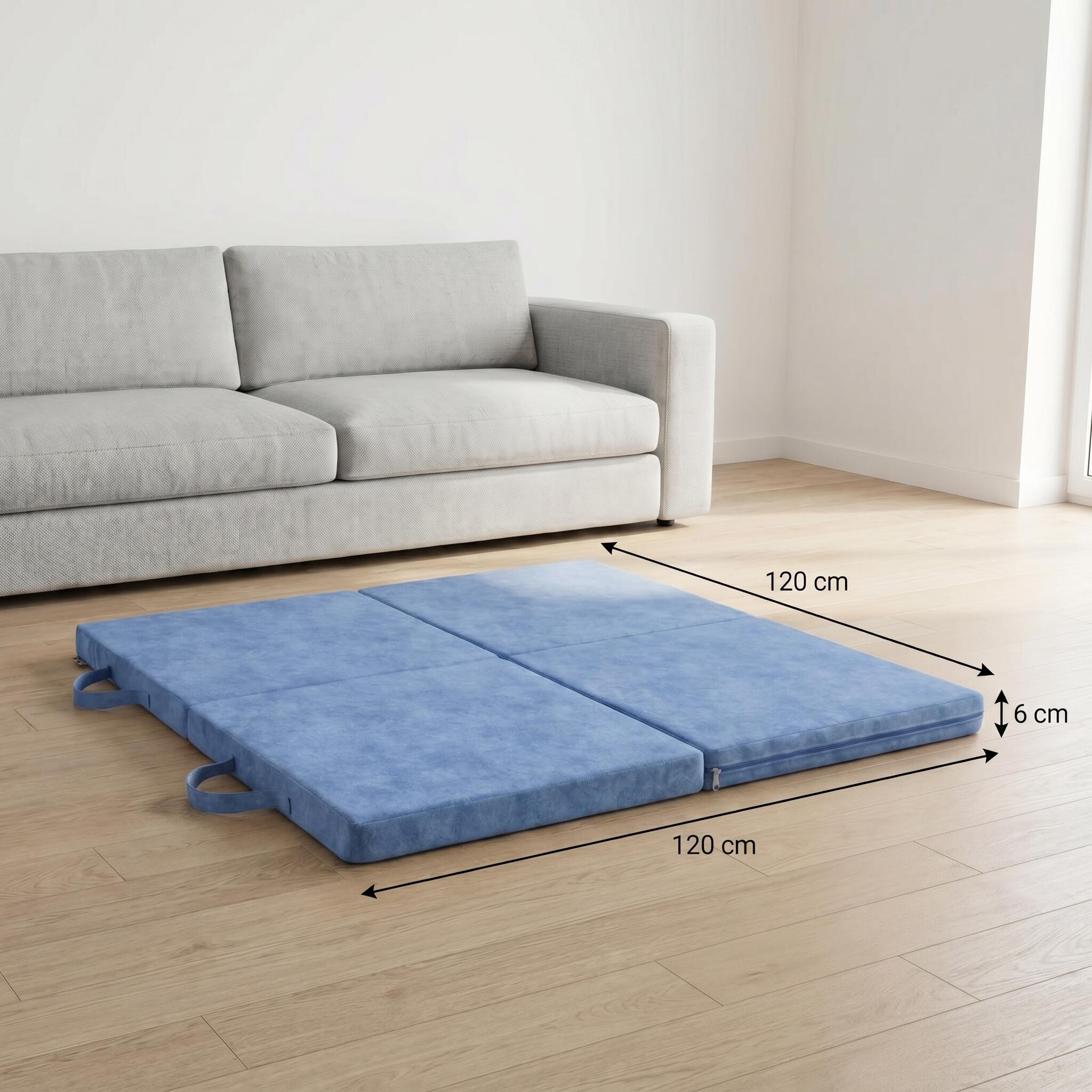 Speelmat Sportmat VELVET DELUXE 120 x 120 x 6 cm blau OEKO-TEX, Jeflex 5/7