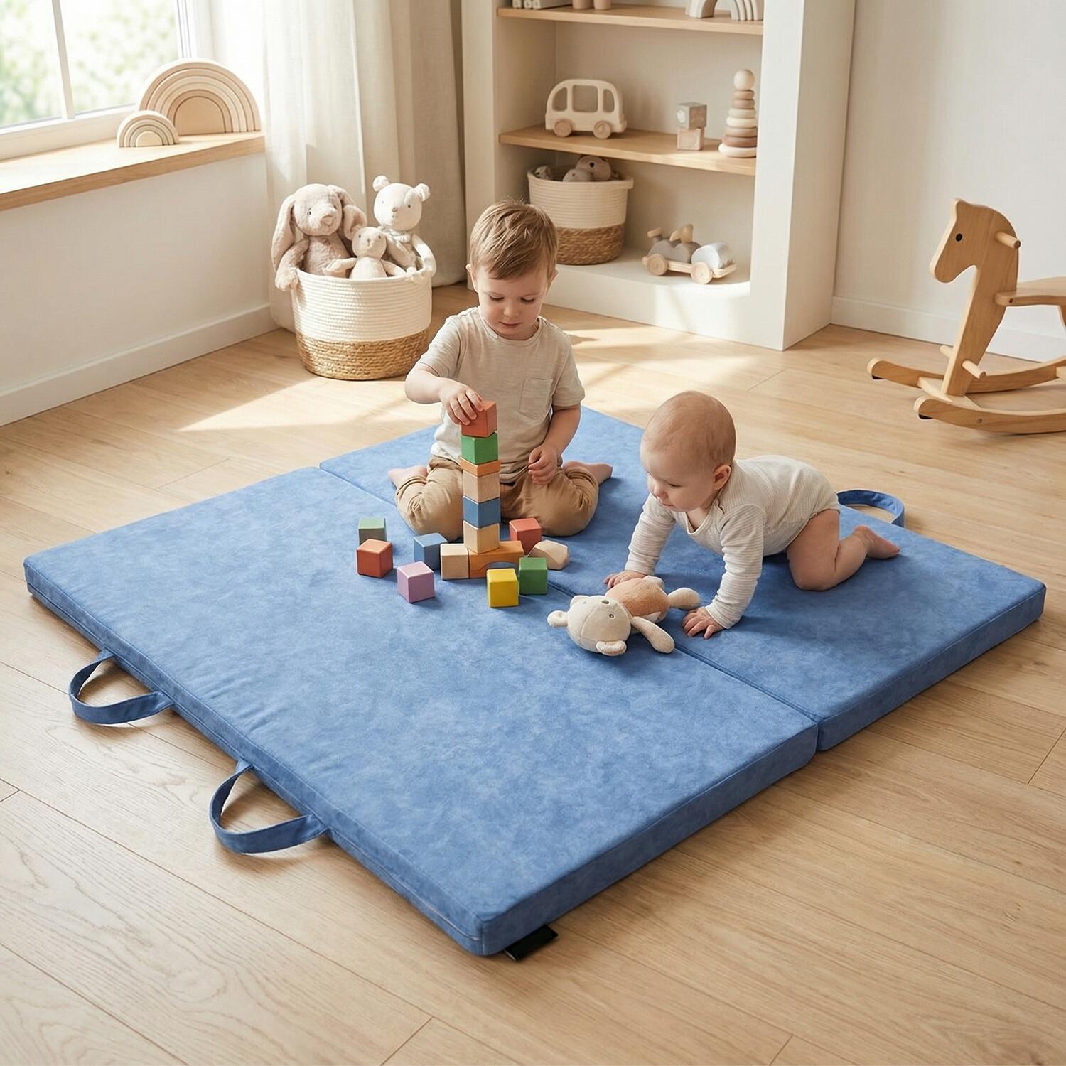 Speelmat Sportmat VELVET DELUXE 120 x 120 x 6 cm blau OEKO-TEX, Jeflex 7/7