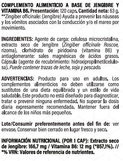 LIFE PRO NAUSTOP 120 CAPS - Náuseas, Mareo y Bienestar Digestivo 4/6