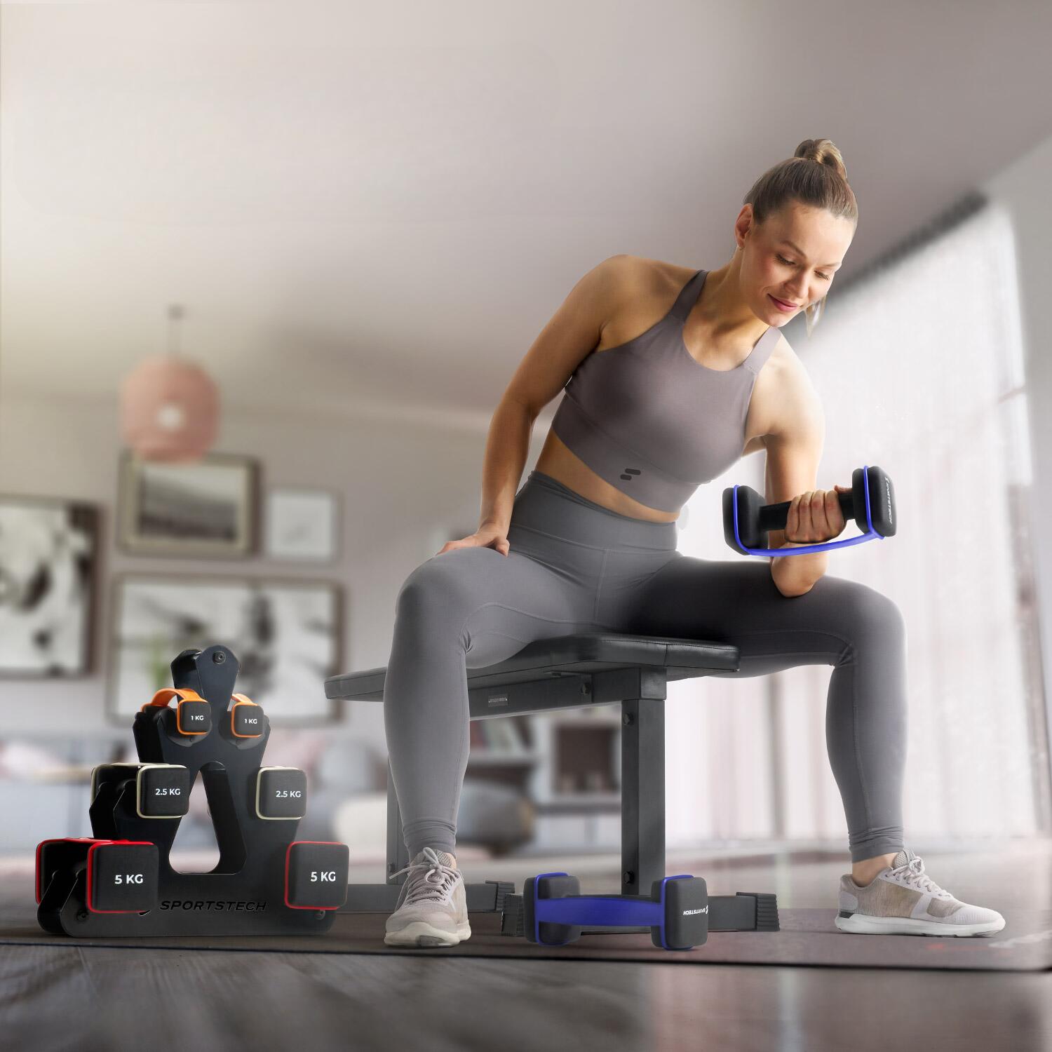 Set manubri Sportstech AH100 con impugnature e funzione push-up 2/7