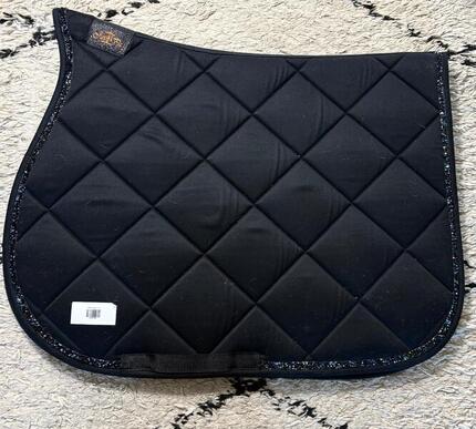 Tapis de selle Noir avec galon noir bleu - JU&PA