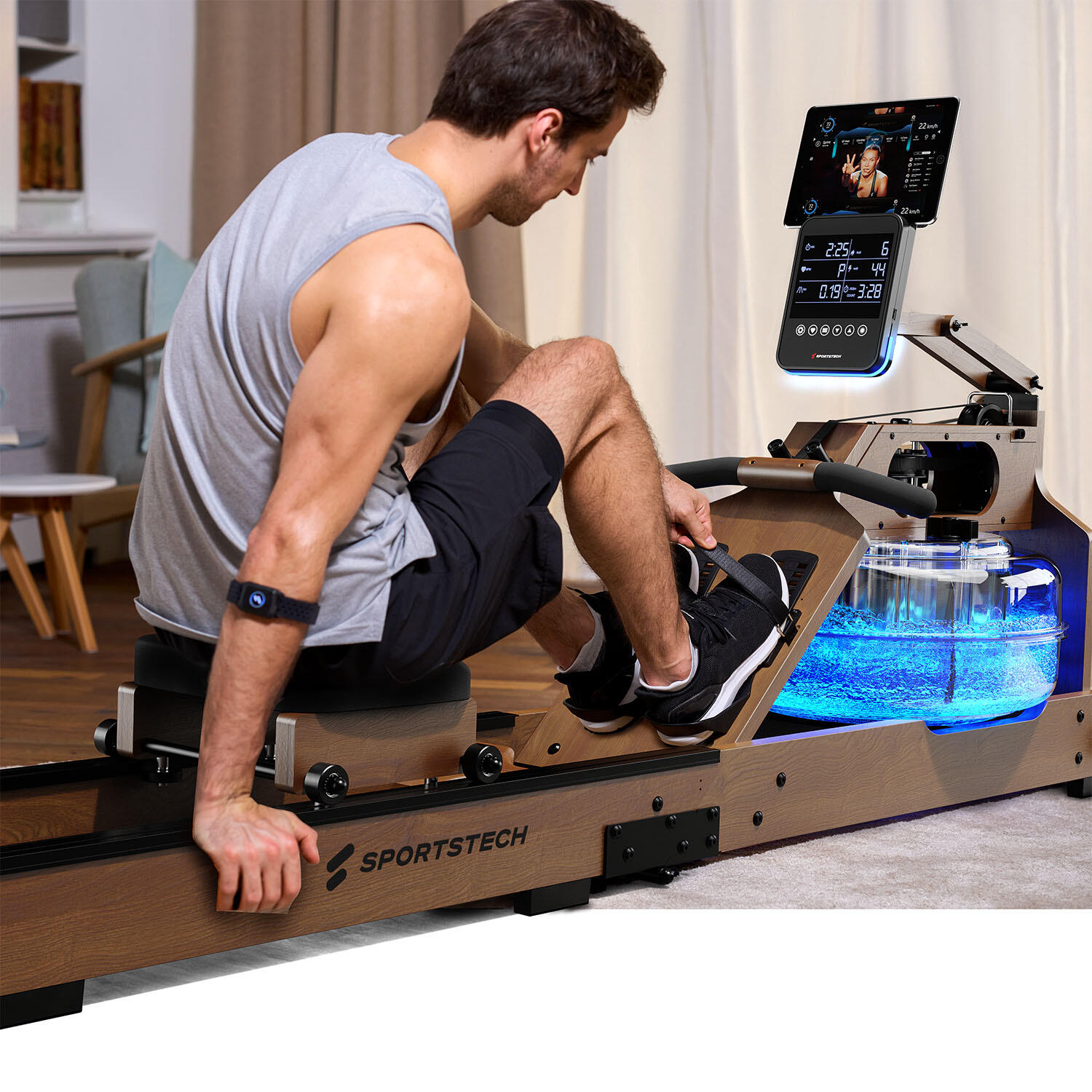 Sportstech Máquina de Remo WRX1000_WN | Pantalla LCD | Feedback LED | Plegable 2/6