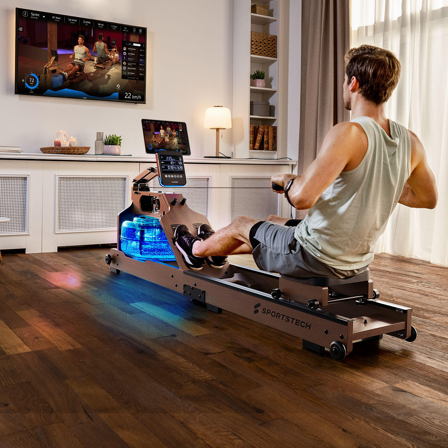 Sportstech Máquina de Remo WRX1000_WN | Pantalla LCD | Feedback LED | Plegable 5/6