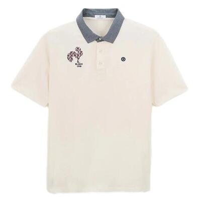 Polo serge blanco broderie coq