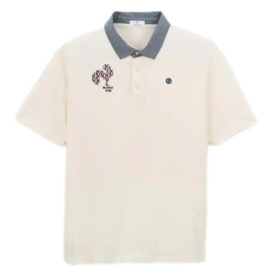 Polo Serge Blanco Broderie Coq