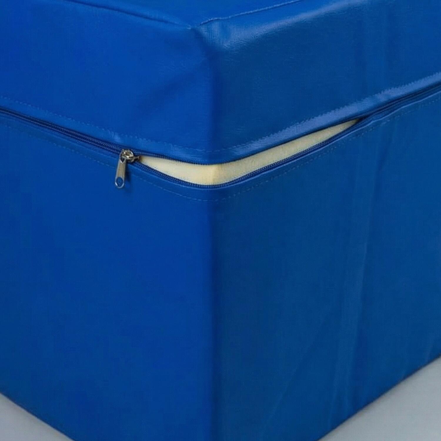 Cube de siège en similicuir bleu de 40x40x40 cm avec mousse de polyuréthane 5/7