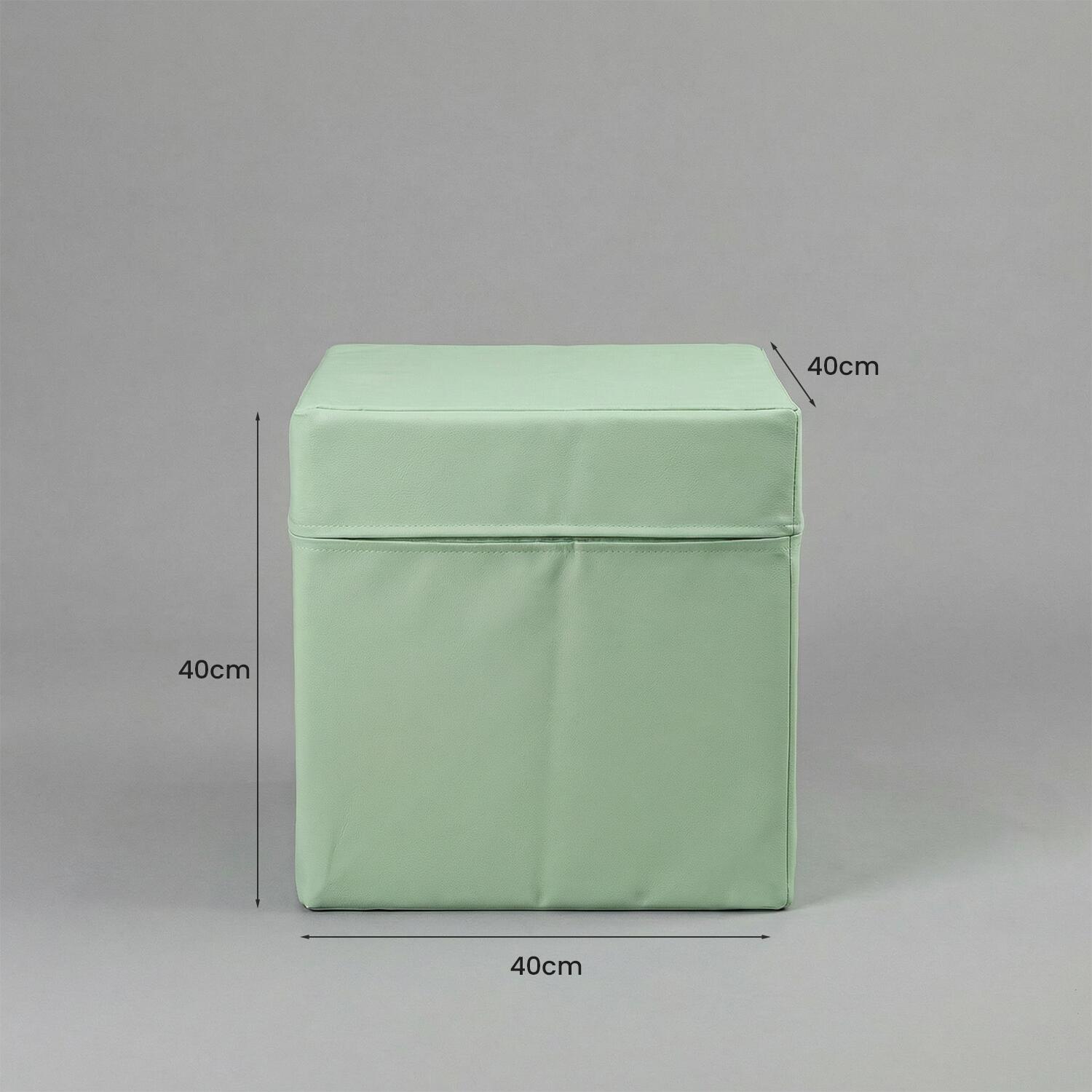 Cube de siège en similicuir vert de 40x40x40 cm avec mousse de polyuréthane 4/7