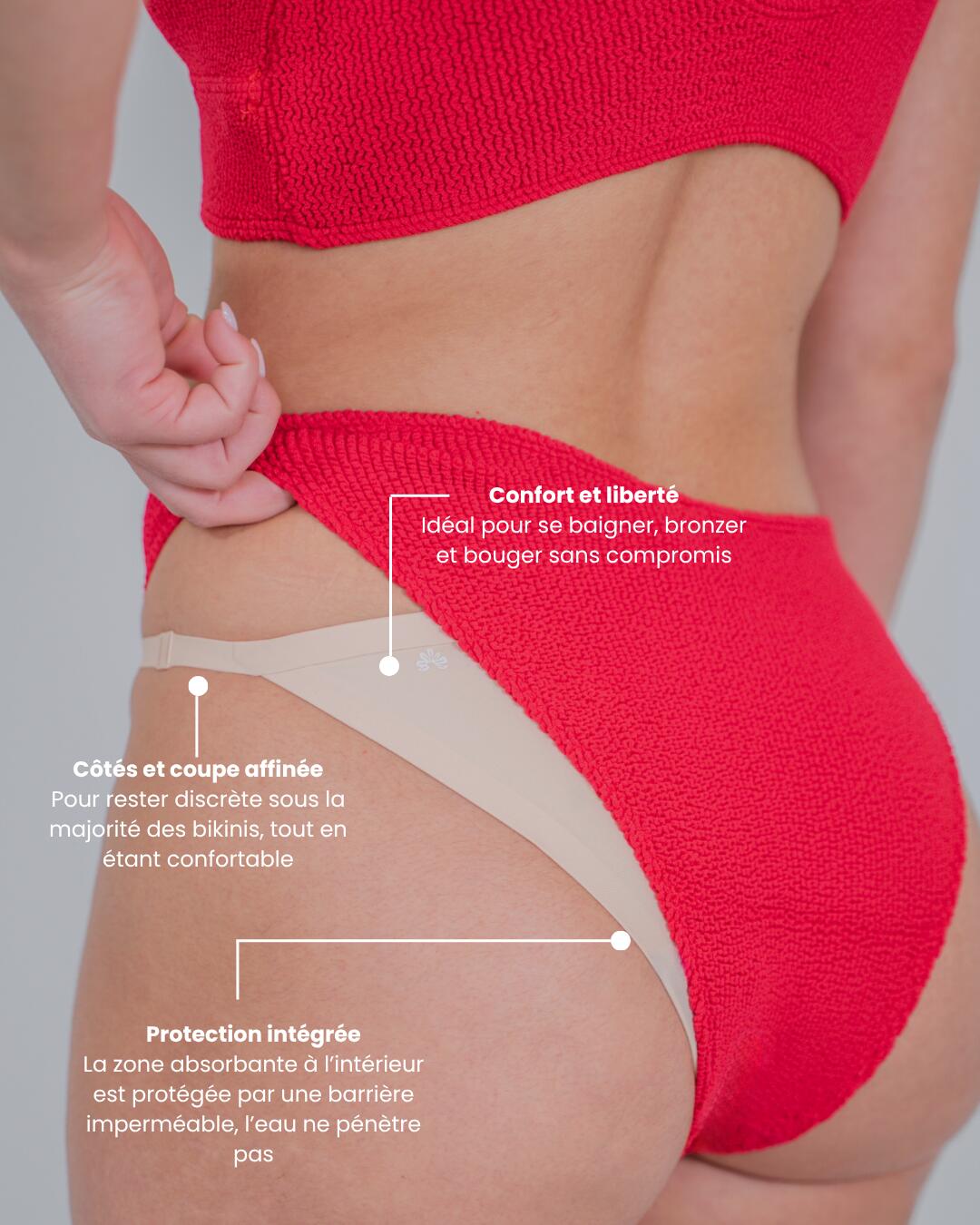 Bas Sous-Maillot Menstruel Invisible Bikini - Flux Moyen - Ado & Adulte 3/6