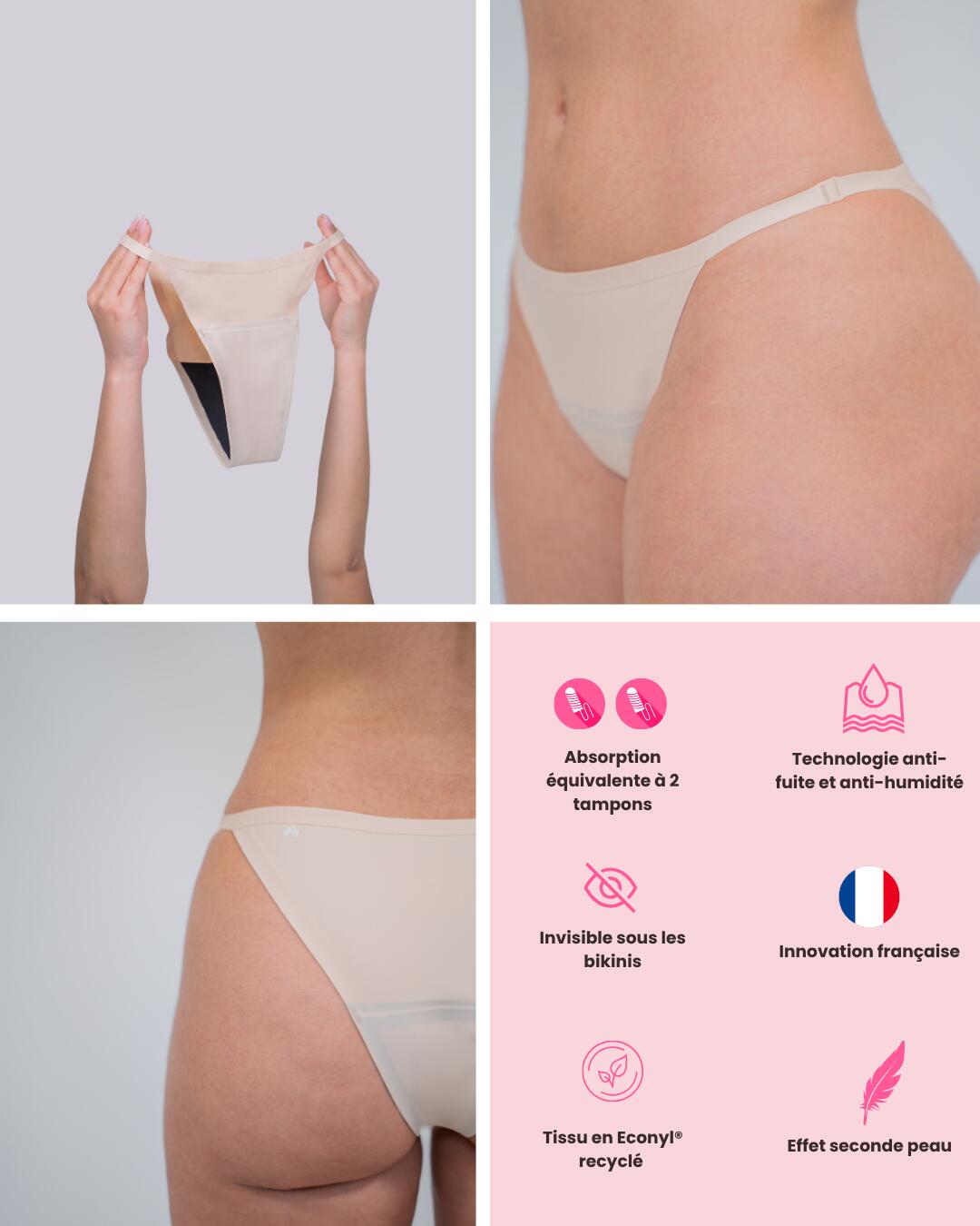 Bas Sous-Maillot Menstruel Invisible Bikini - Flux Moyen - Ado & Adulte 5/6