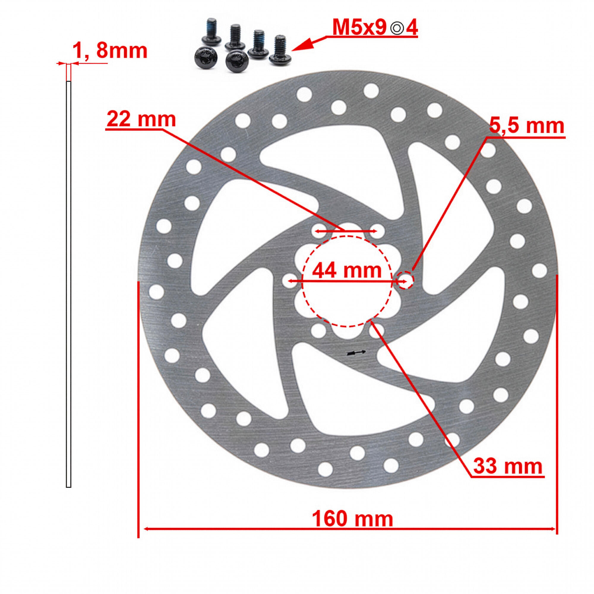 Disco de freno 160mm 6H plata 2/3