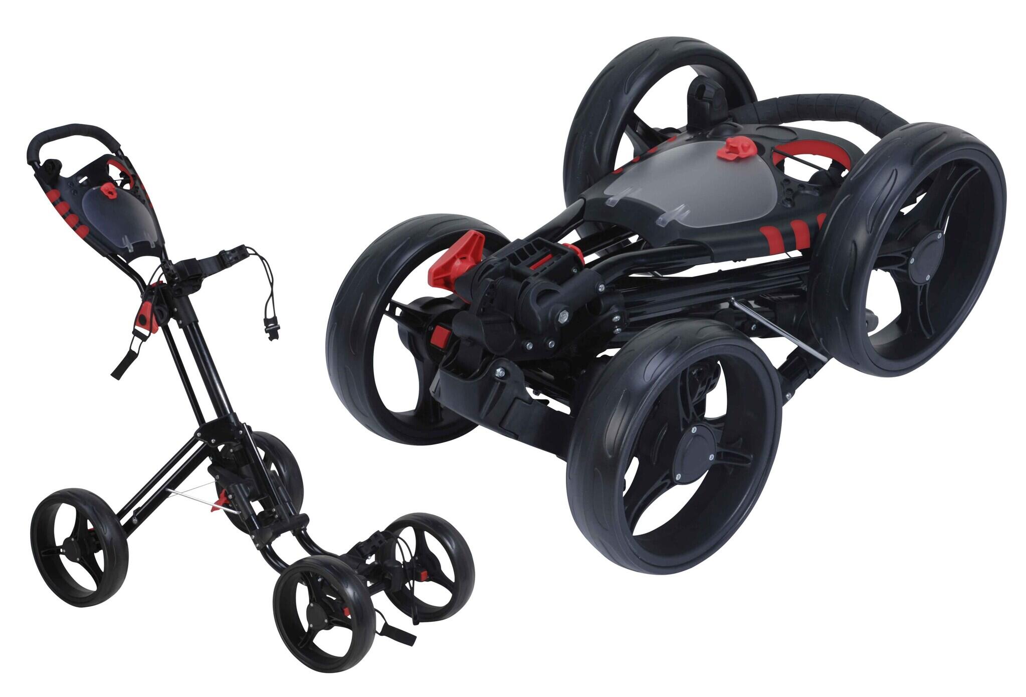 Fastfold - Golftrolley Quad - 4 wielen - Zwart - Met handrem - Extra compact 2/3