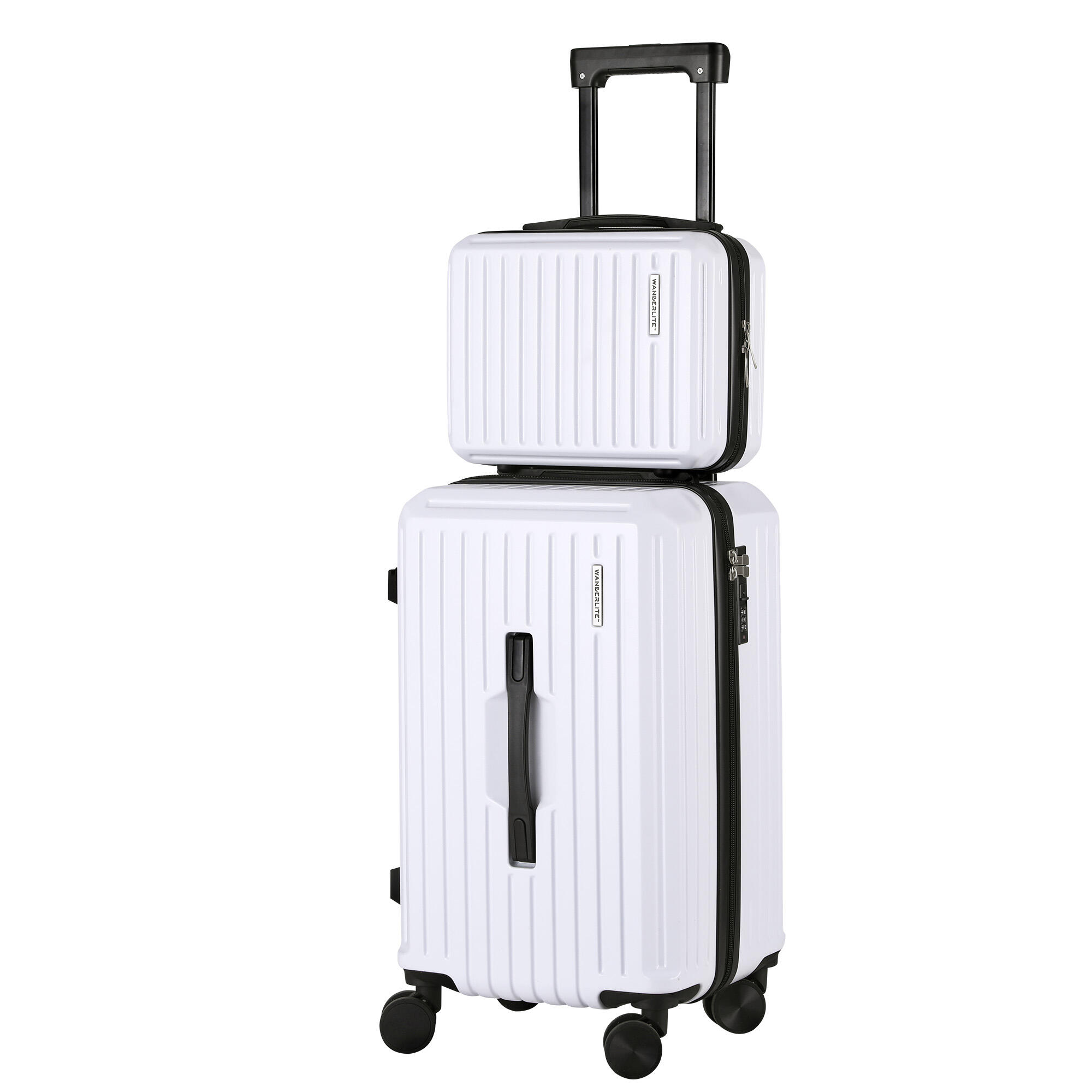 Wanderlite 2pcs Trunk Luggage Suitcase Travel Carry On TSA Lock 12" 20" White