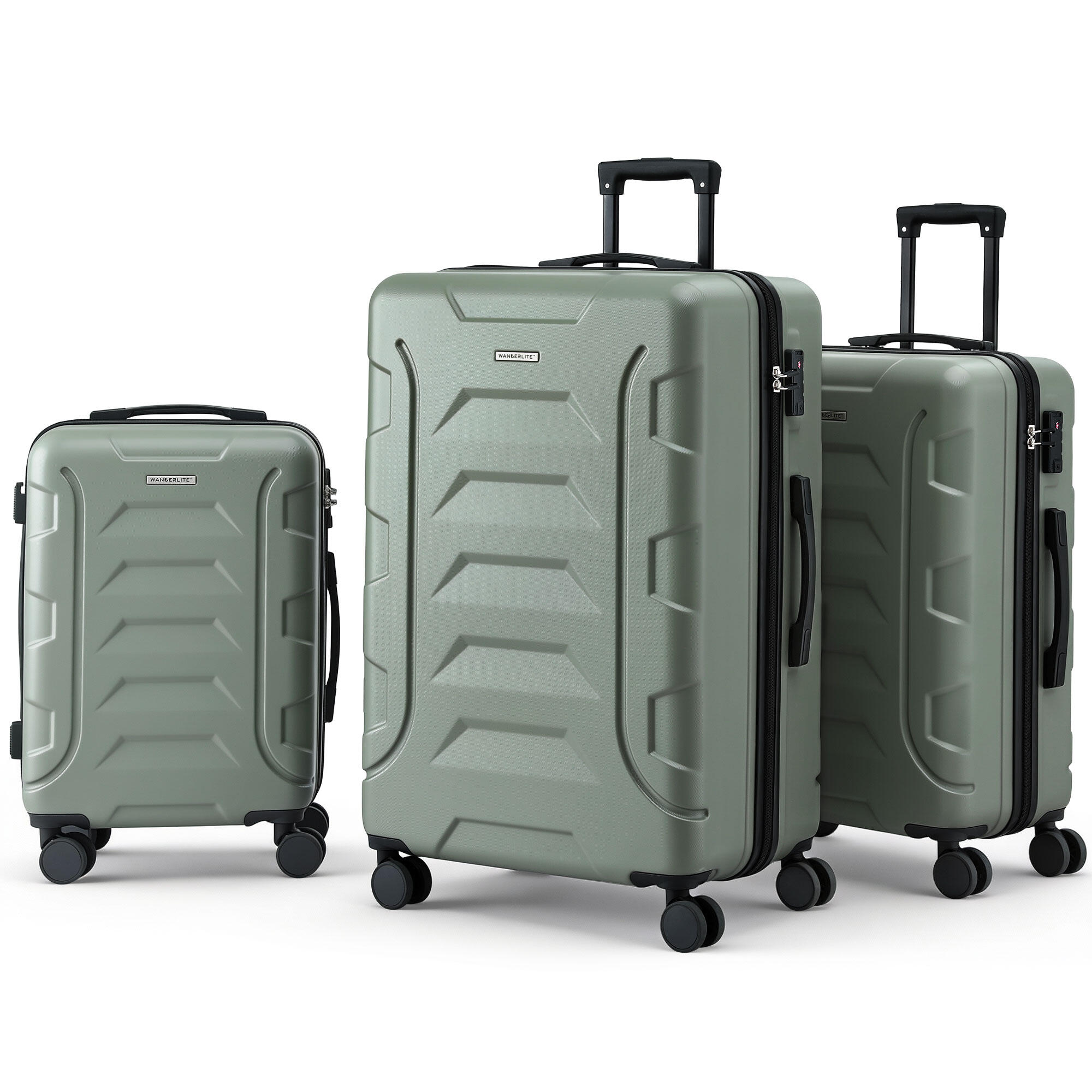 Wanderlite 3pcs Luggage Suitcase Set Trolley Travel TSA Lightweight Hard Case