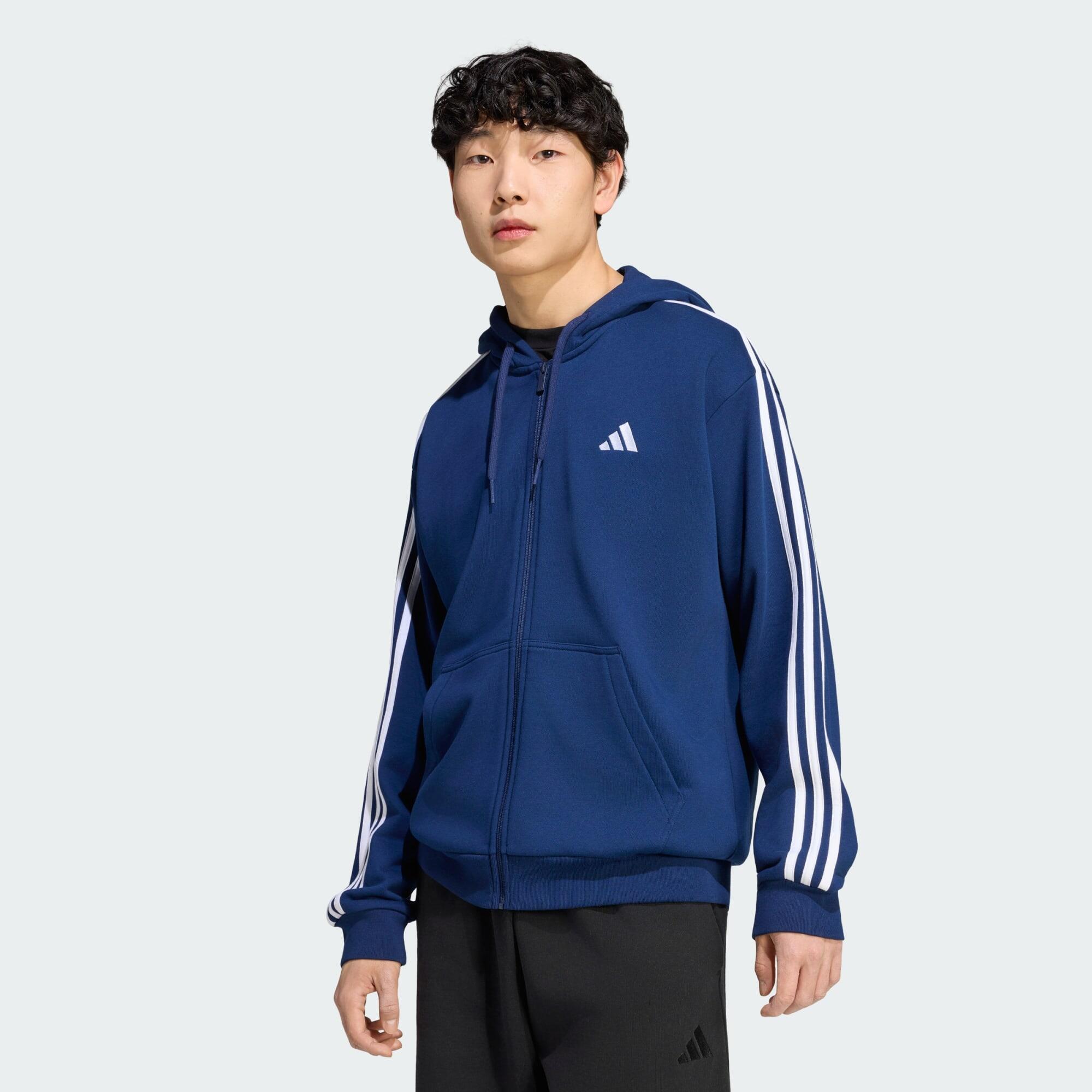 Essentials 3-Stripes French Terry Hoodie met Lange Ritssluiting 2/5