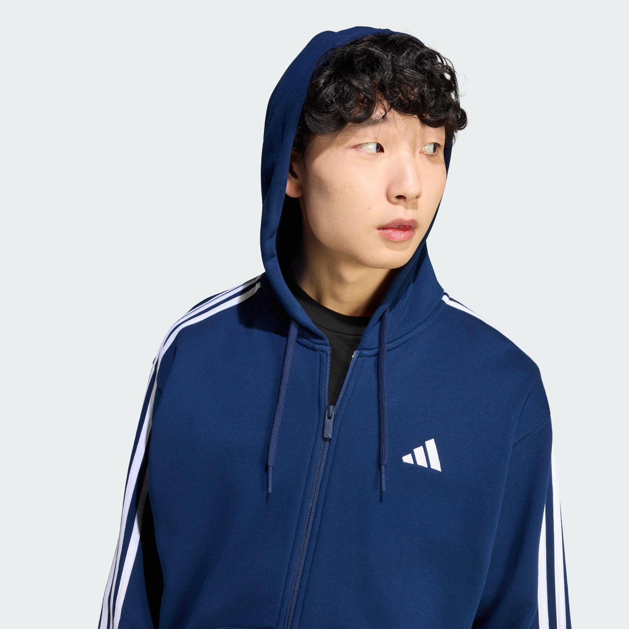 Essentials 3-Stripes French Terry Hoodie met Lange Ritssluiting 4/5