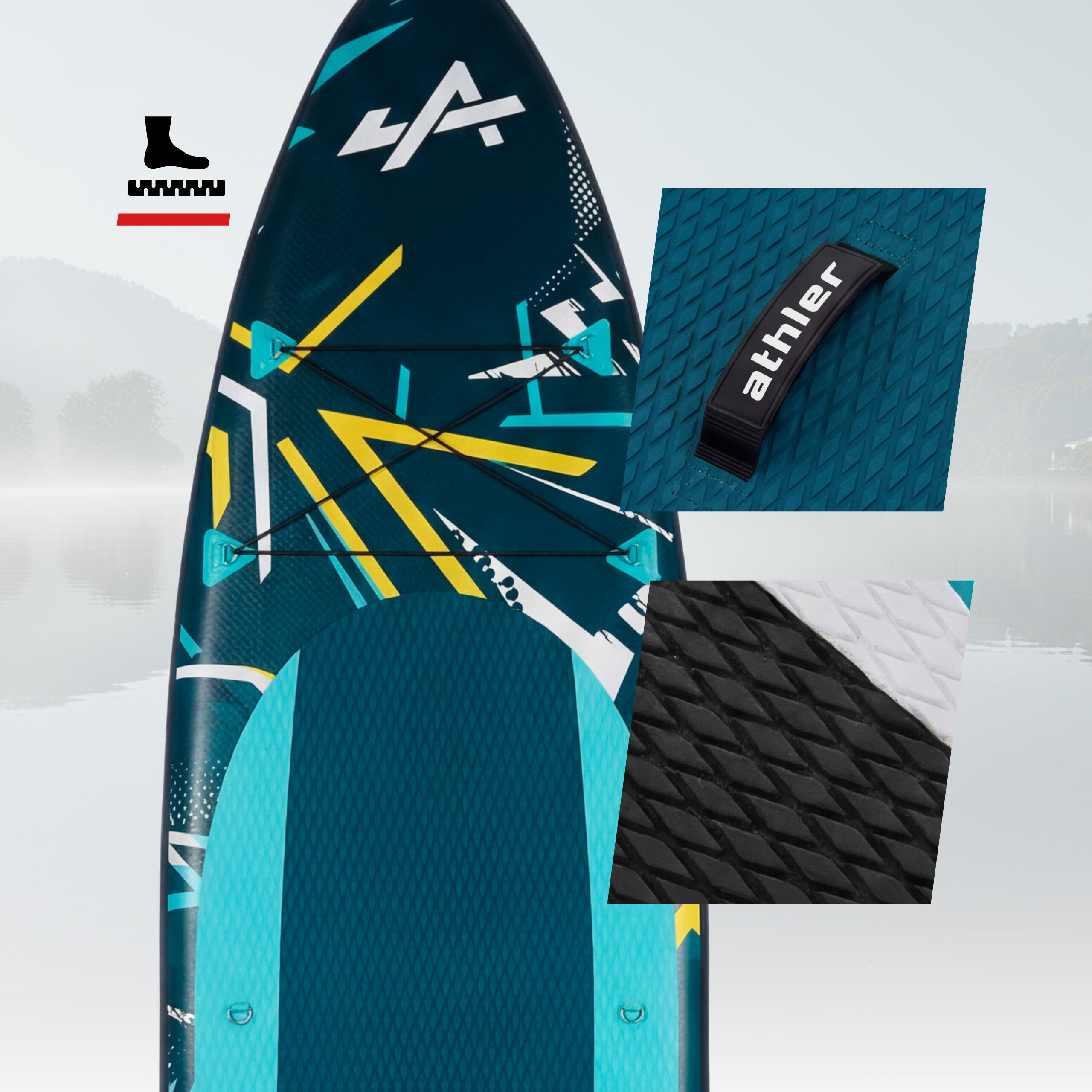 Planche de SUP gonflable Athler Zander 350 Green avec siège et pagaie 2/7