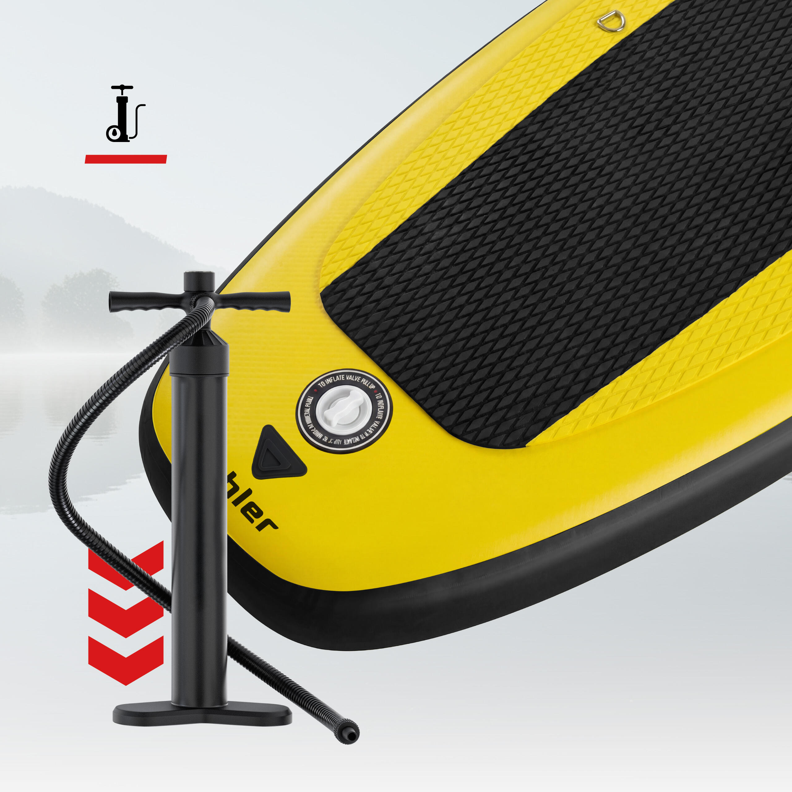 Planche de SUP gonflable Athler Cobia 320 Yellow avec siège et pagaie 4/7