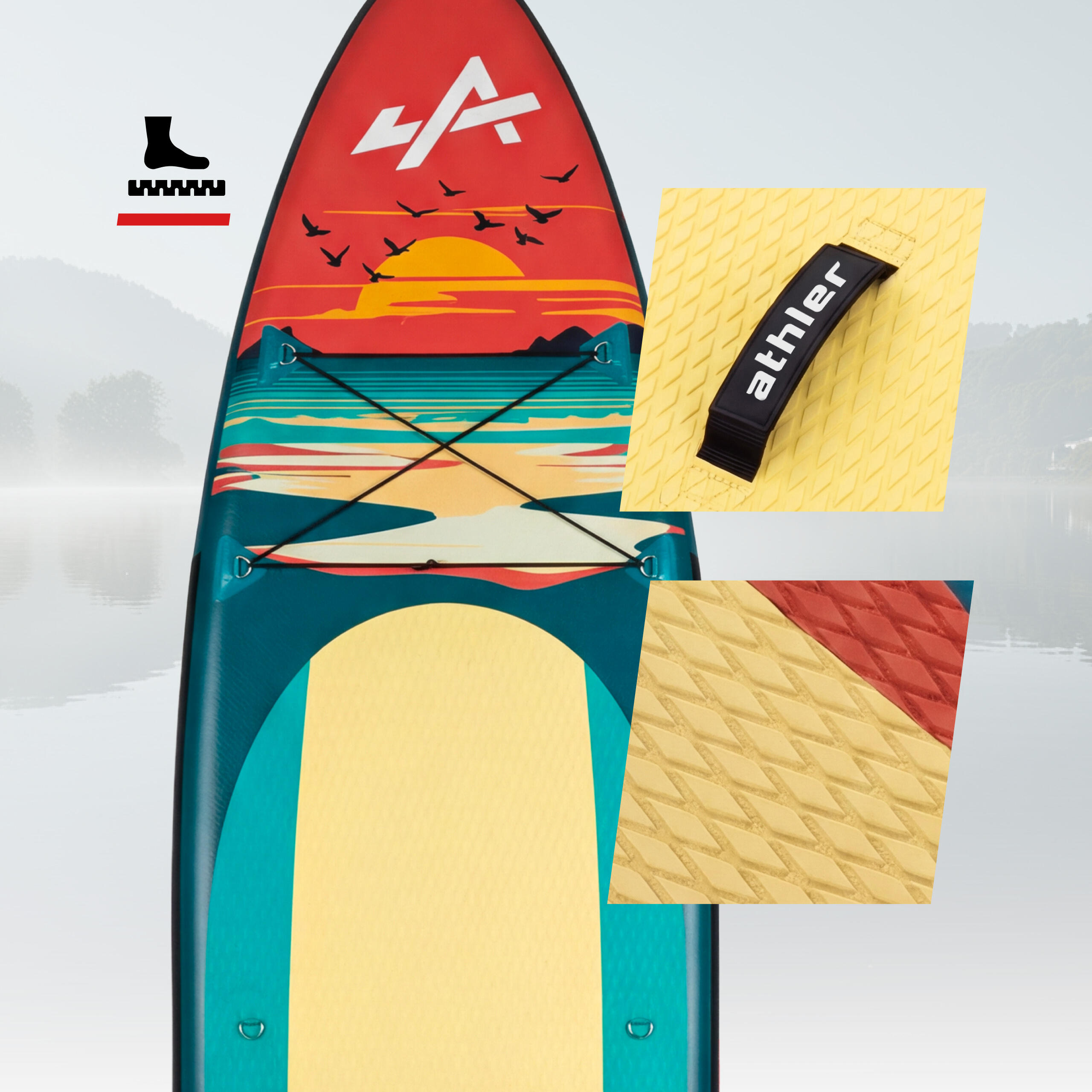 Planche SUP Athler Zander 350 Orange – Gonflable avec siège et pagaie 2/7