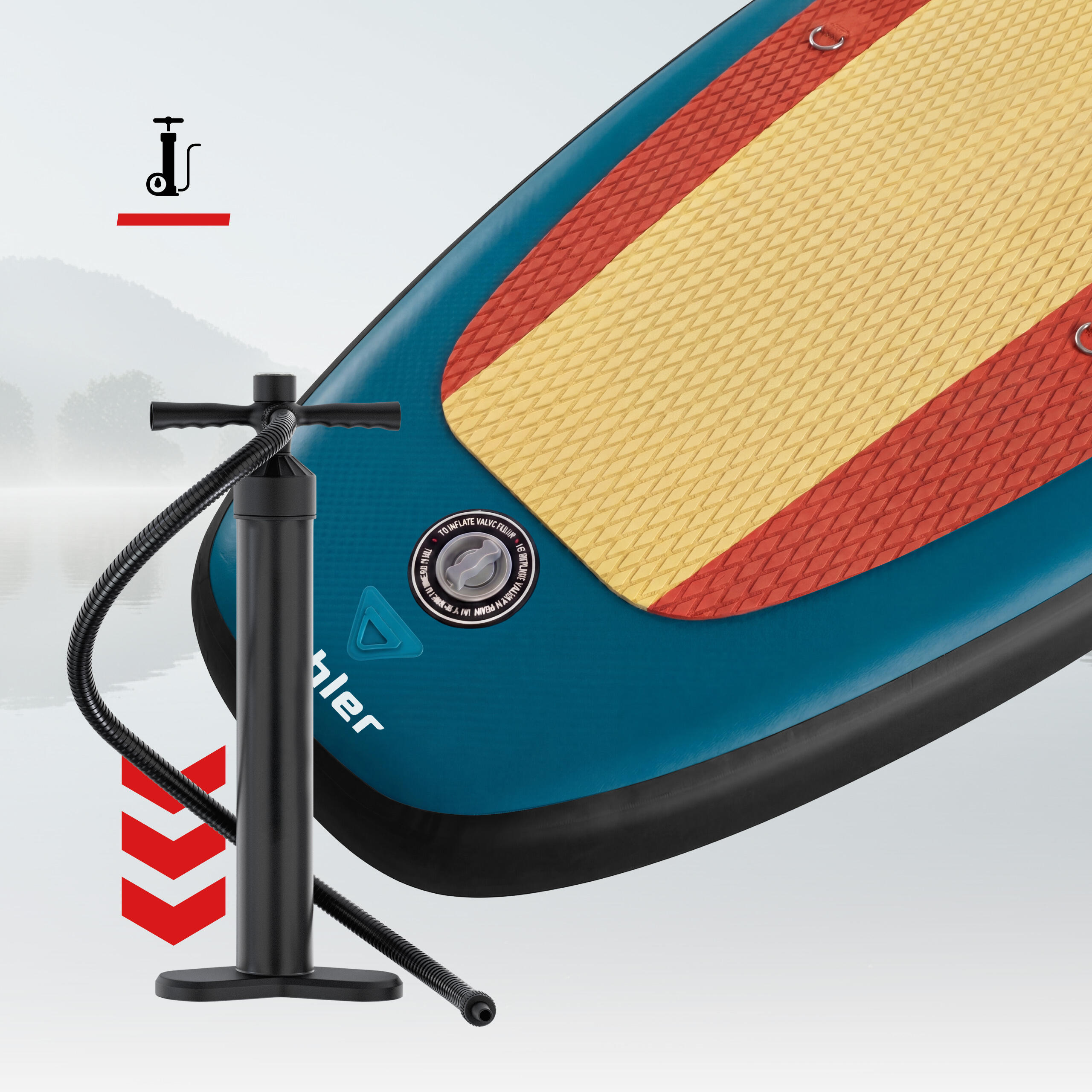 Planche SUP Athler Zander 350 Orange – Gonflable avec siège et pagaie 4/7