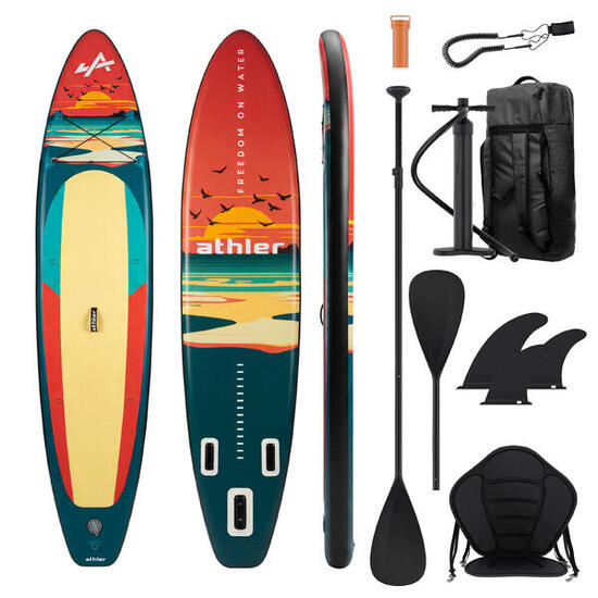 Planche SUP Athler Zander 350 Orange – Gonflable avec siège et pagaie