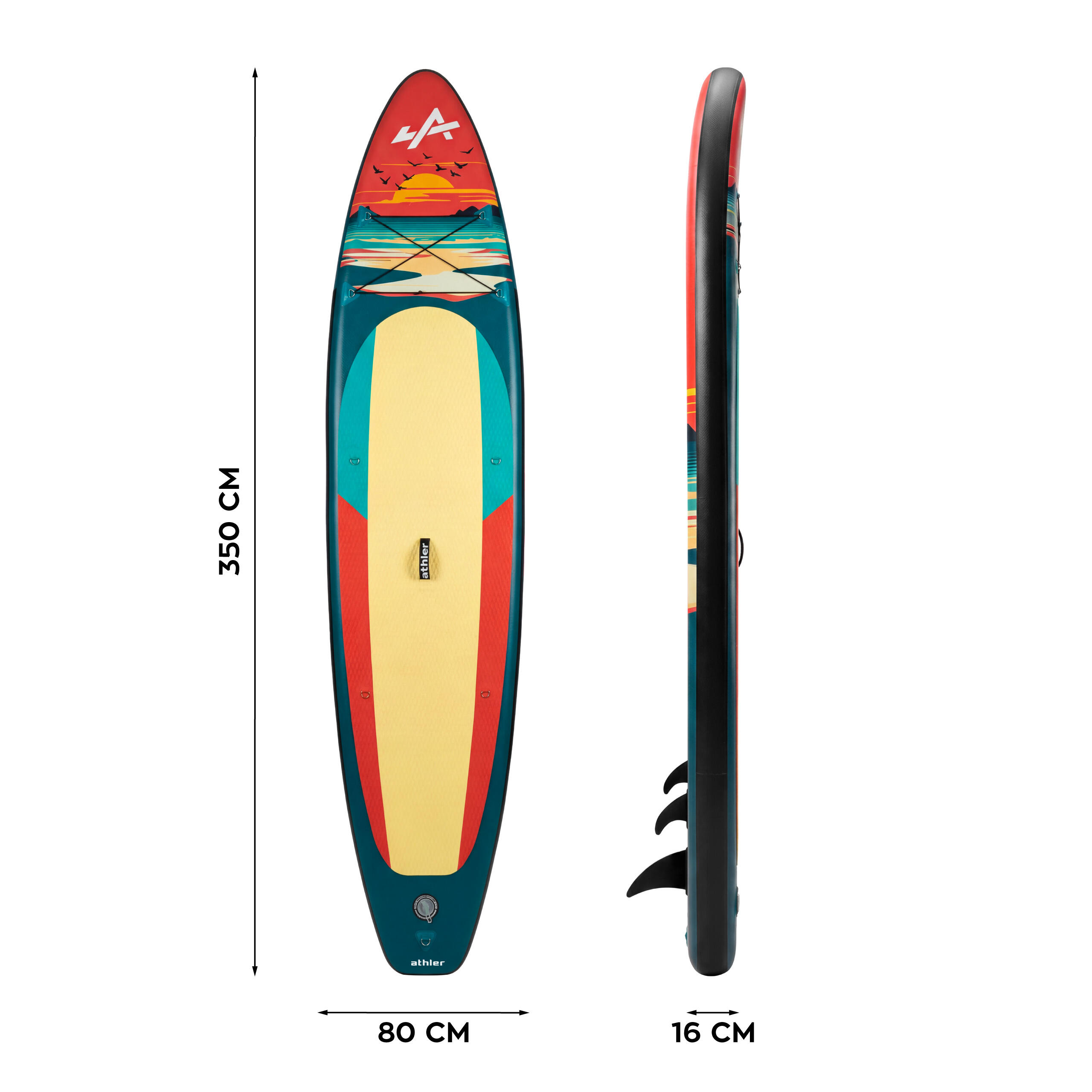 Planche SUP Athler Zander 350 Orange – Gonflable avec siège et pagaie 6/7