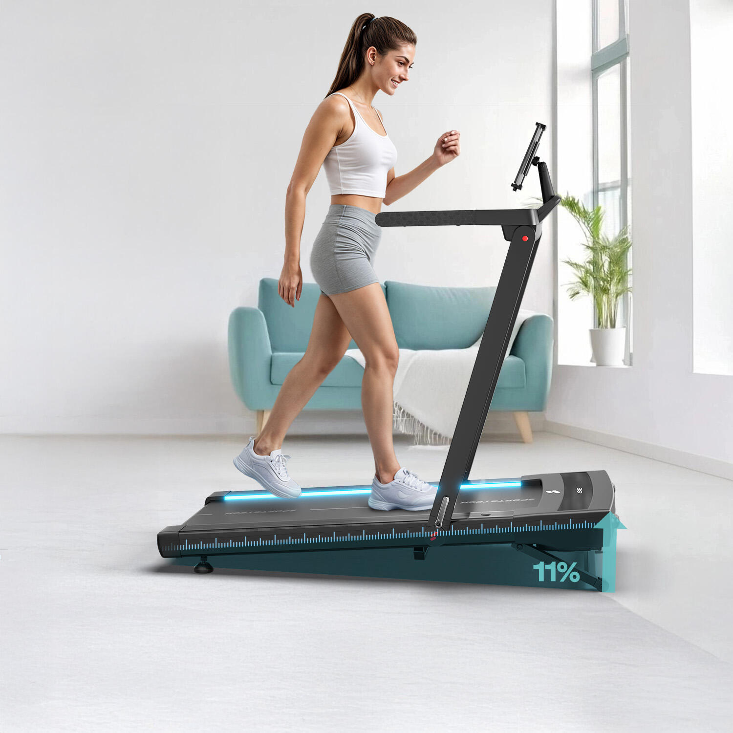 Sportstech sTread Fold Pro – Klappbares Laufband mit App & 11 % Steigung 6/8