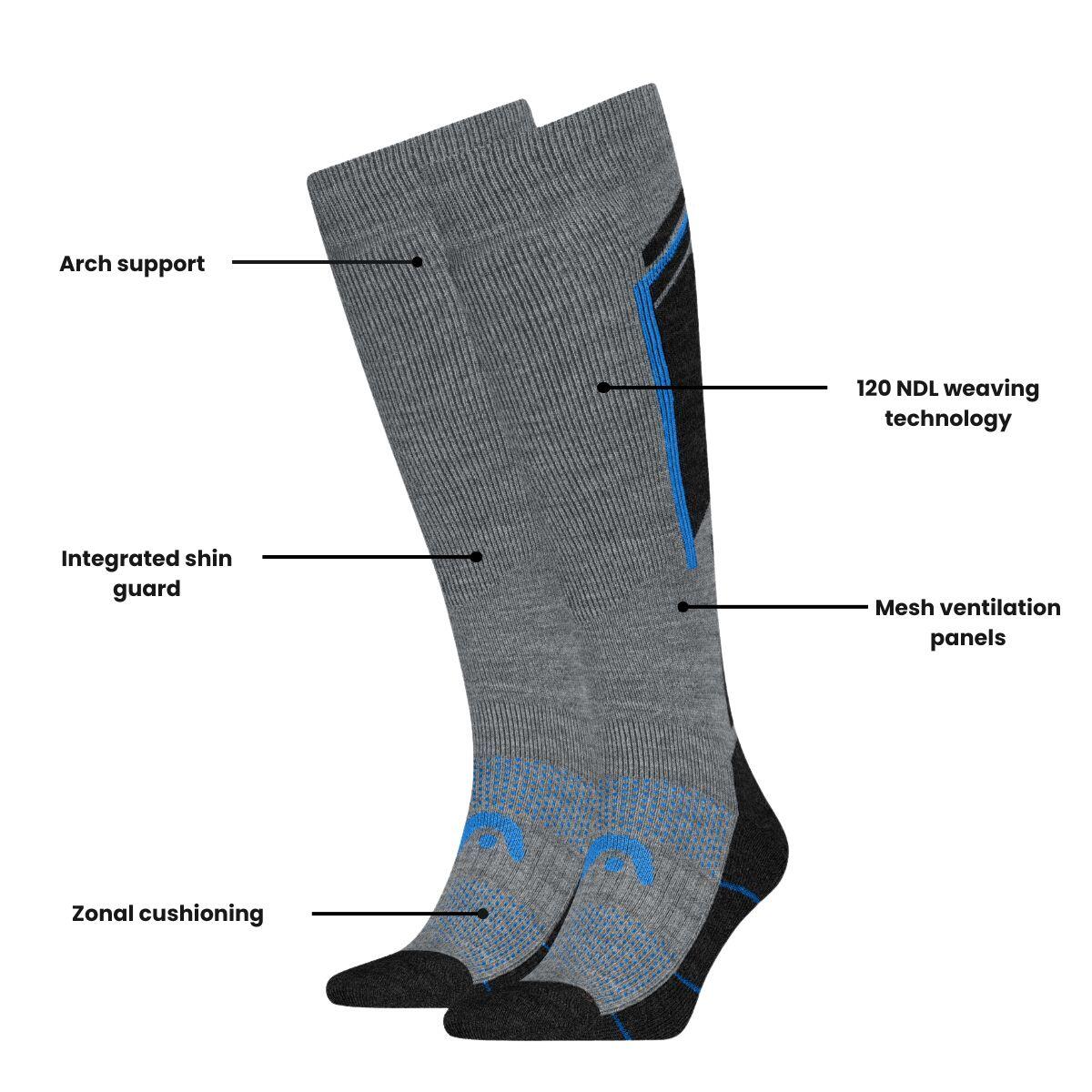 chaussettes de ski - Lot de 6 paires  - gris/bleu 4/4