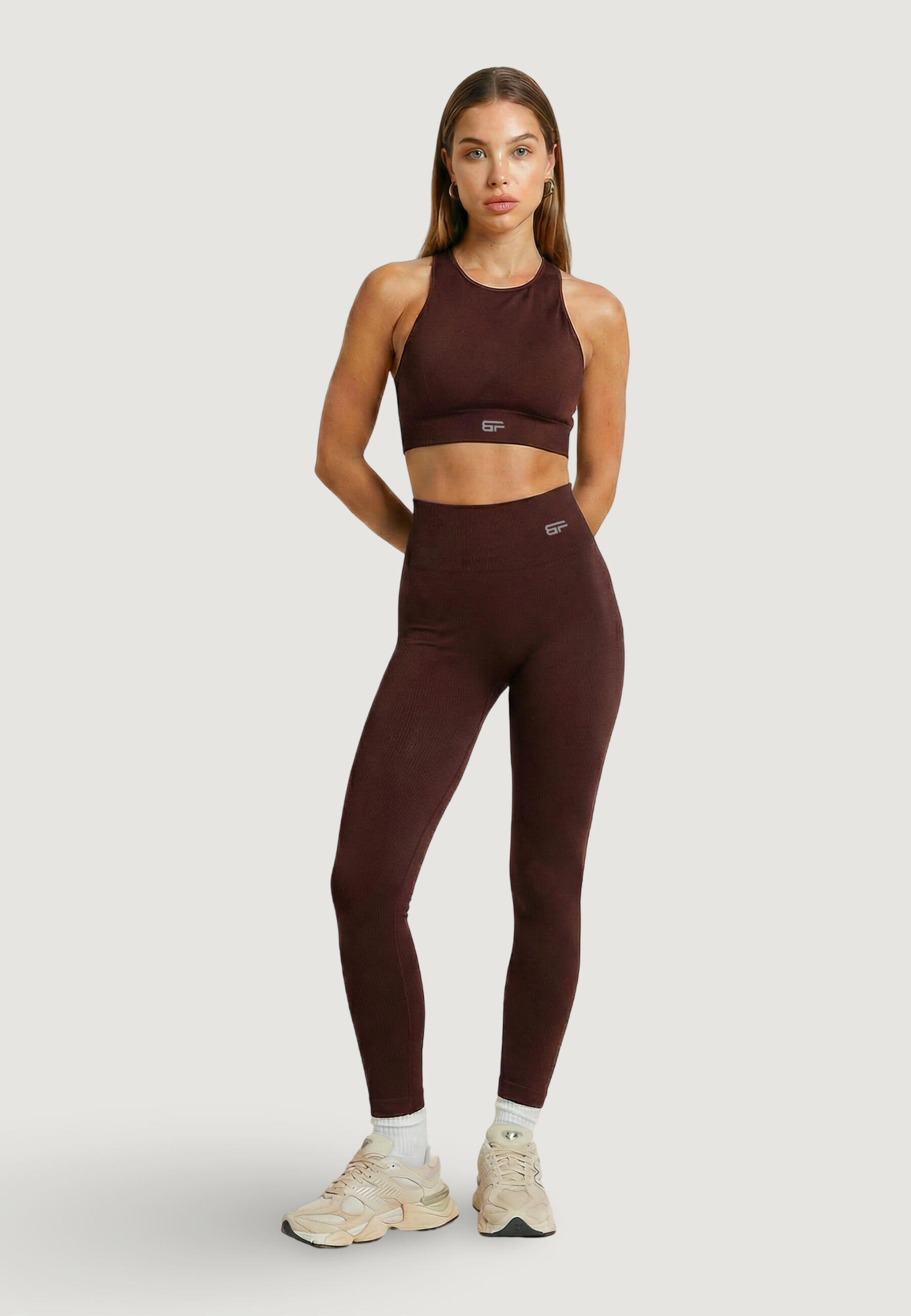 legging LEGGINGS COMFORT FEMME marron 3/4