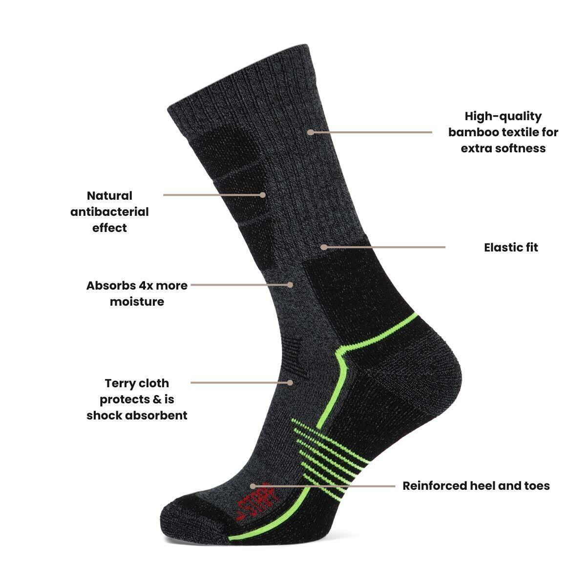 Calcetines de senderismo - Bambú para actividades al aire libre - Gris oscuro 4/4
