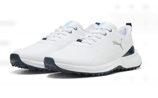 Chaussures de golf pour homme Puma Fusion Grip 6 Evo, blanches et noires 2/6