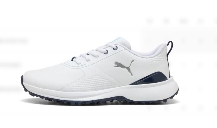 Chaussures de golf pour homme Puma Fusion Grip 6 Evo, blanches et noires 1/6