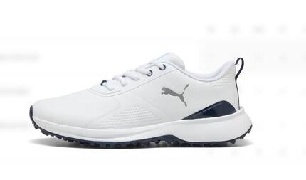 Chaussures de golf pour homme Puma Fusion Grip 6 Evo, blanches et noires