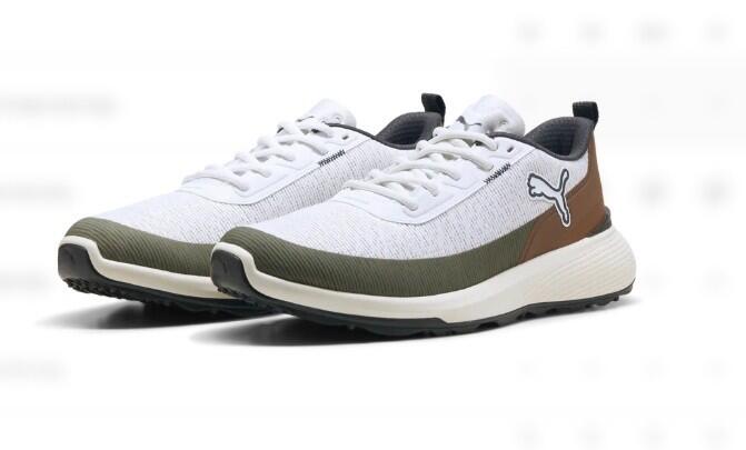Chaussures de golf Puma Gruve Sport pour homme, blanches et vertes 2/6
