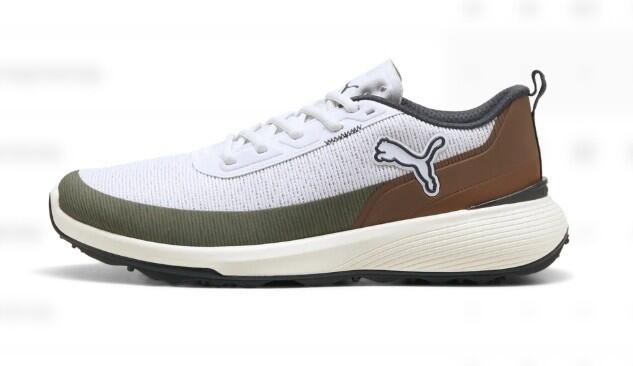 Chaussures de golf Puma Gruve Sport pour homme, blanches et vertes 1/6