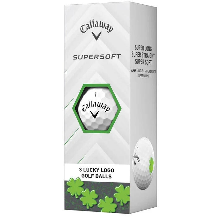 Caixa de 12 bolas de golfe brancas Supersoft Callaway Lucky 2/4