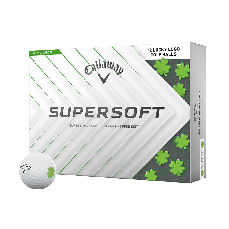 Caixa de 12 bolas de golfe brancas Supersoft Callaway Lucky 4/4