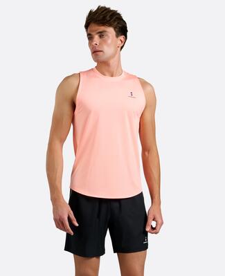 Mouwloos t-shirt heren padel/tennis koraal
