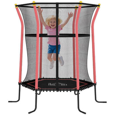 HOMCOM Tappeto Elastico per Bambini con Ingresso a Zip e Pali Imbottiti Verde