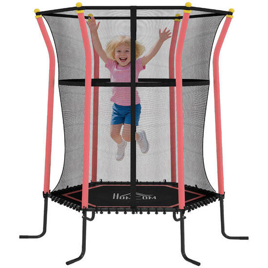 HOMCOM Tappeto Elastico per Bambini con Ingresso a Zip e Pali Imbottiti Verde